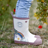 Mikk-Line Gummistøvler, Rainbow Patch - White Swan
