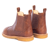 Angulus Chelsea Støvle m. Brogue-mønster - Cognac