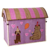 Rice Raffia Opbevaringshus, stor - Party Animals Theme