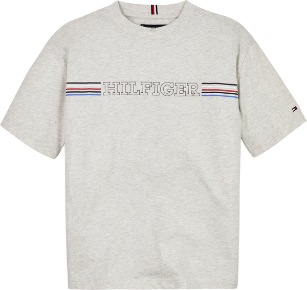 Tommy Hilfiger Stripe Chest T-Shirt - New Light Grey Heather