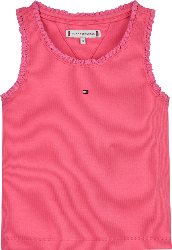Tommy Hilfiger Essential Rib Lace Top - Glamour Pink