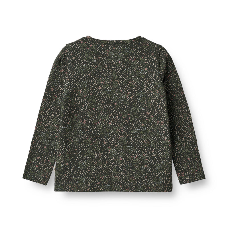 Wheat Bluse Manna - Black Coal Small Flowers