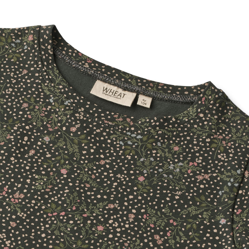 Wheat Bluse Manna - Black Coal Small Flowers