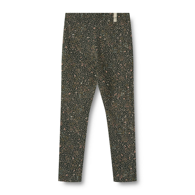 Wheat Jersey Leggings Jules - Black Coal Small Flowers