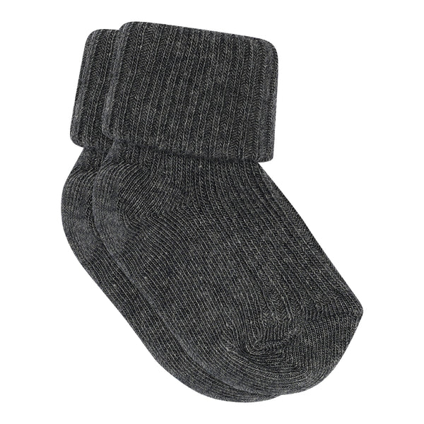 MP Kids Rib Strømper, Bomuld - Dark Grey Melange