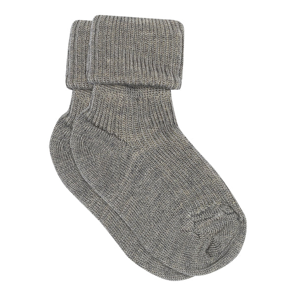 MP Kids Rib Strømper, Uld - Grey Melange