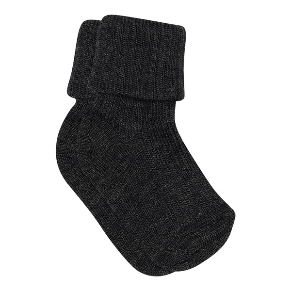 MP Kids Rib Strømper, Uld - Dark Grey Melange