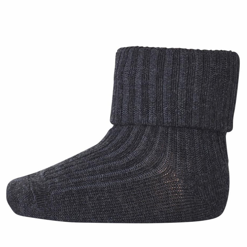 MP Denmark Rib Strømper, Uld - Dark Grey Melange