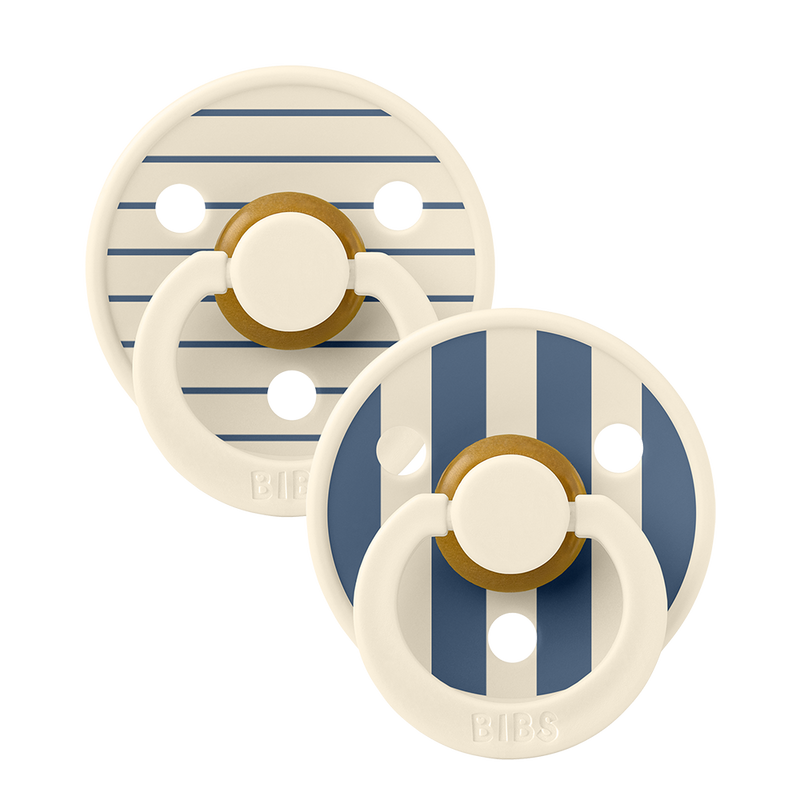 Bibs Studio Colour Natural Pin, 2-pack - Ivory Steel Blue Mix
