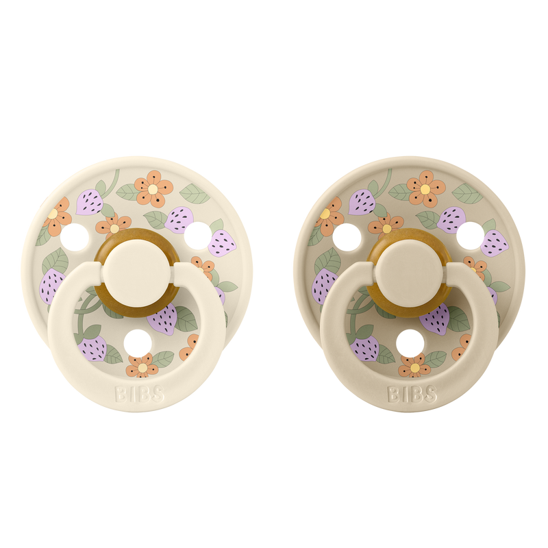 Bibs x Liberty Colour Natural, 2-pack - Strawberries Ivory Mix