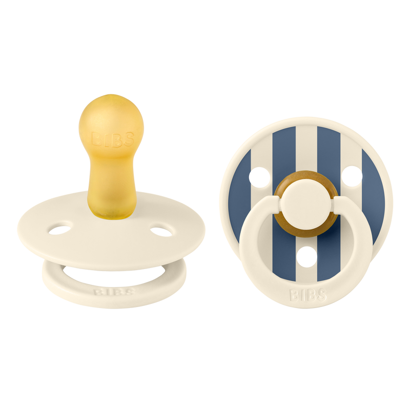 Bibs Studio Colour Natural Pin, 2-pack - Ivory Steel Blue Mix