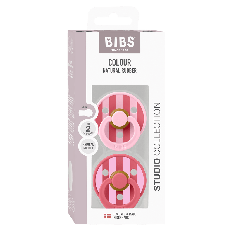 Bibs Studio Colour Natural Pin, 2-pack - Baby Pink/Coral Mix