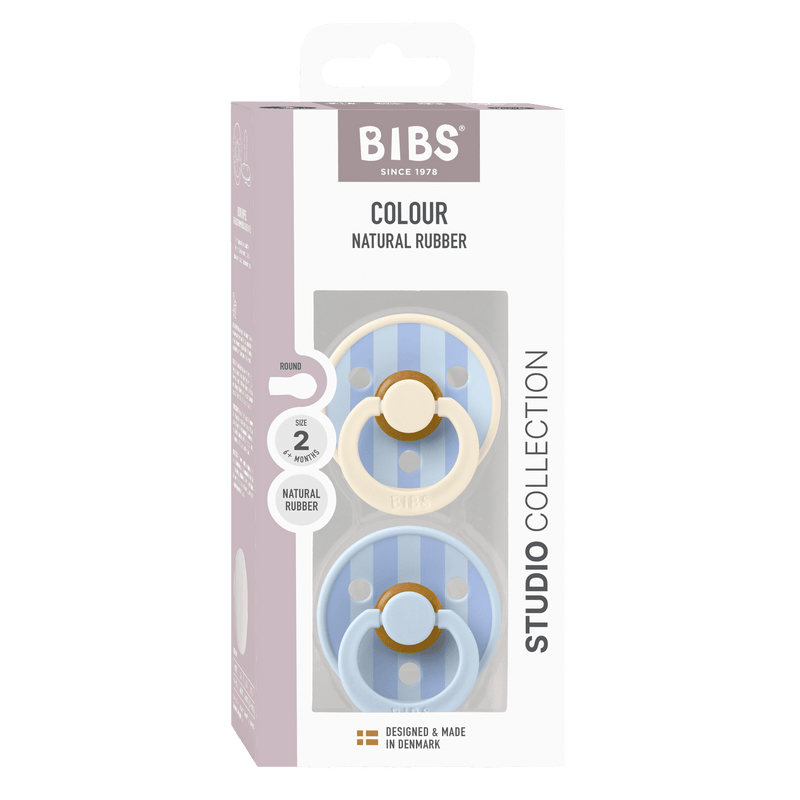 Bibs Studio Colour Natural Pin, 2-pack - Baby Blue Mix