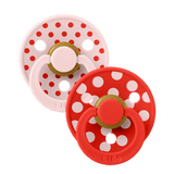 Bibs Studio Colour Natural Polka, 2-pak - Blossom/Candy Apple
