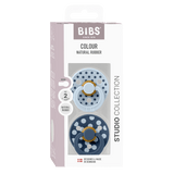 Bibs Studio Colour Natural Polka, 2-pak - Baby Blue/Steel Blue