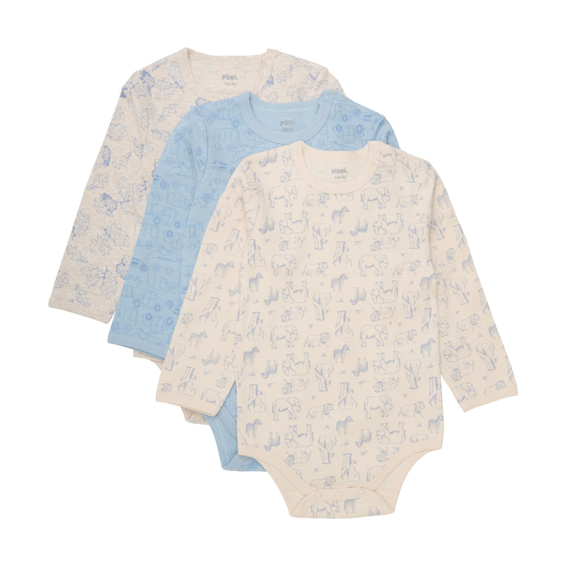 Pippi Body m. langt ærme - Light Blue