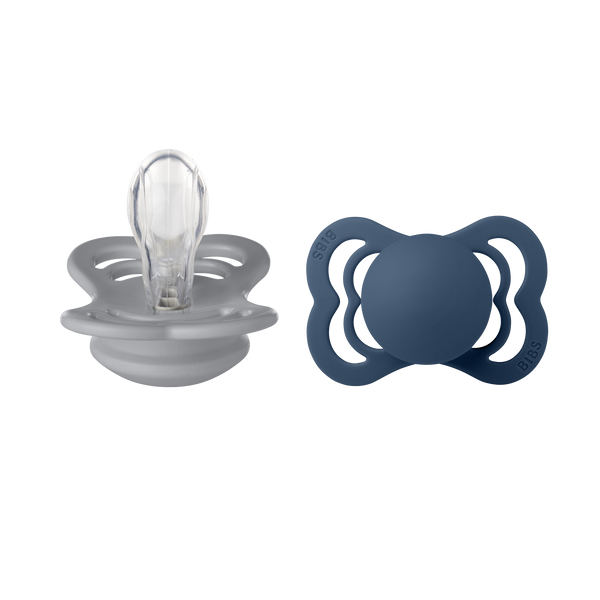 Bibs Supreme Silicone, 2-pack - Cloud/Steel Blue