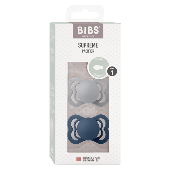 Bibs Supreme Silicone, 2-pack - Cloud/Steel Blue