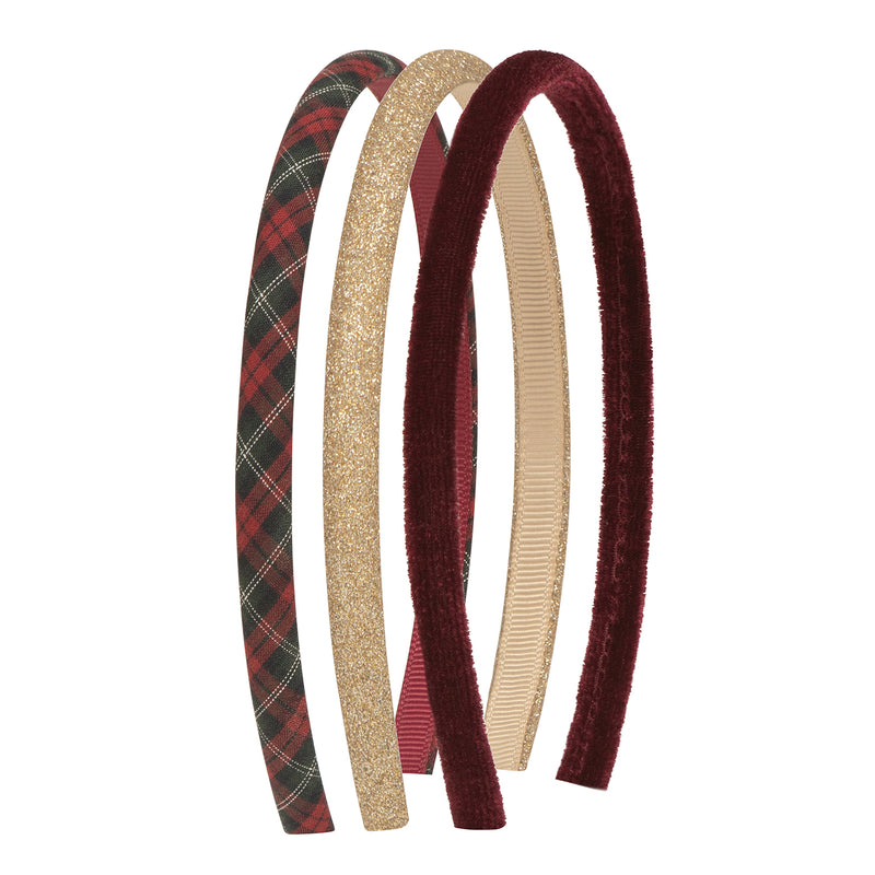 Mimi & Lula Hårbøjler, 3 stk. - Red Tartan Pony Pals