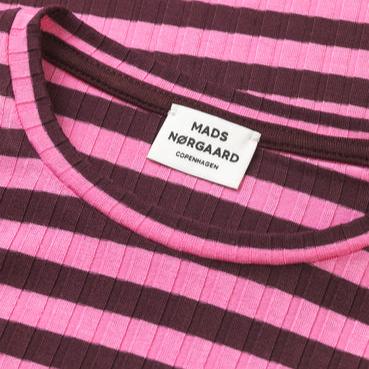 Mads Nørgaard 5x5 Stripe Talika Bluse - Plum Perfect