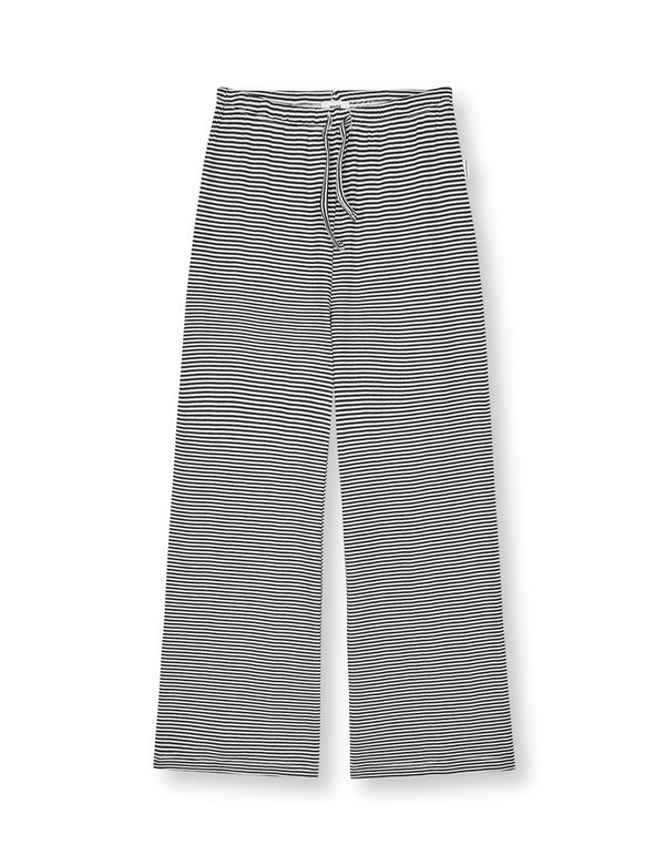 Mads Nørgaard 2x2 Stripe Verona Bukser - Black/Vanilla Ice