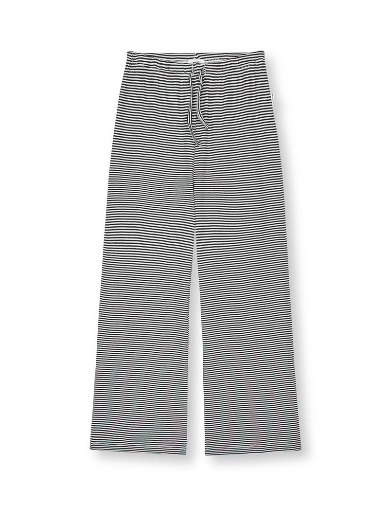Mads Nørgaard 2x2 Stripe Verona Bukser - Black/Vanilla Ice