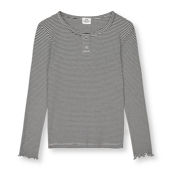 Mads Nørgaard 2x2 Stripe Tala Bluse - Black/Vanilla Ice