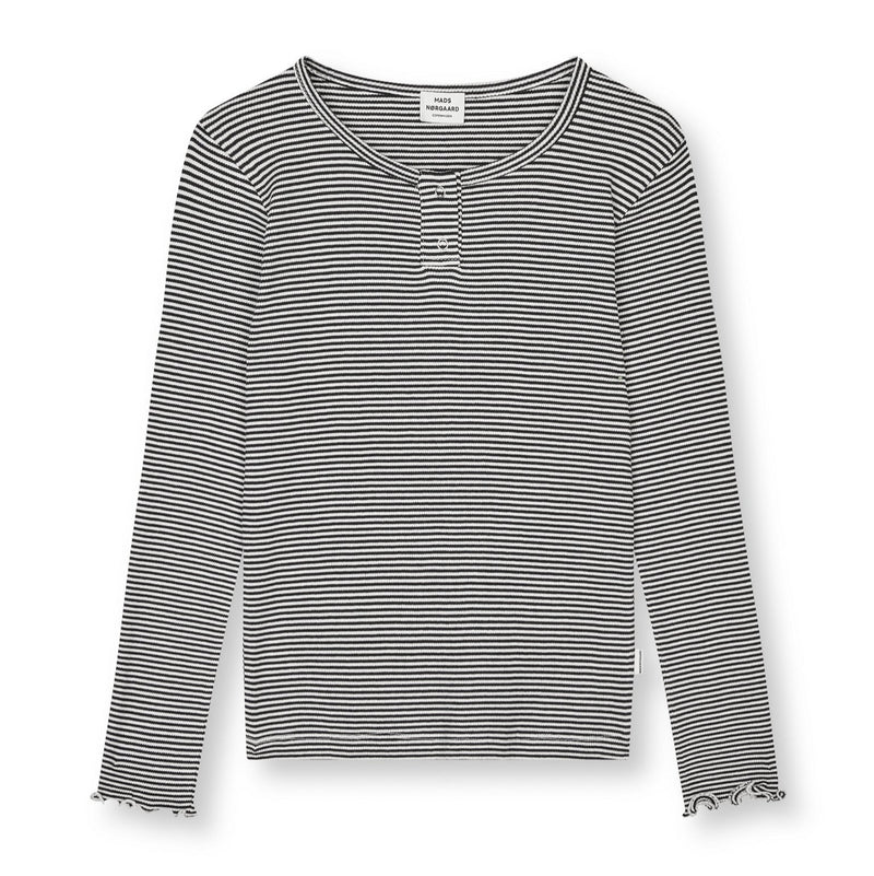 Mads Nørgaard 2x2 Stripe Tala Bluse - Black/Vanilla Ice