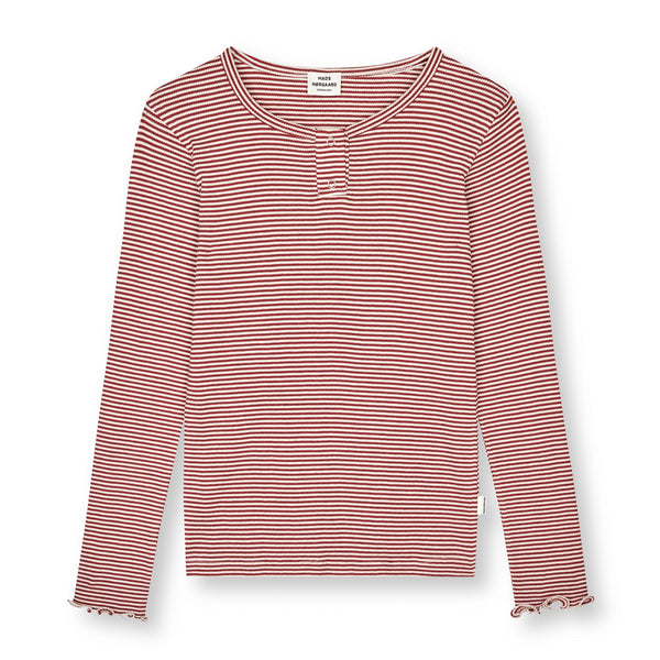 Mads Nørgaard 2x2 Stripe Tala Bluse - Winery/Vanilla Ice