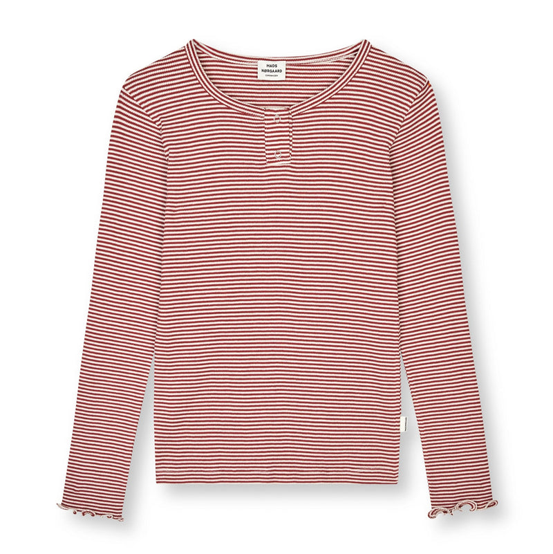 Mads Nørgaard 2x2 Stripe Tala Bluse - Winery/Vanilla Ice