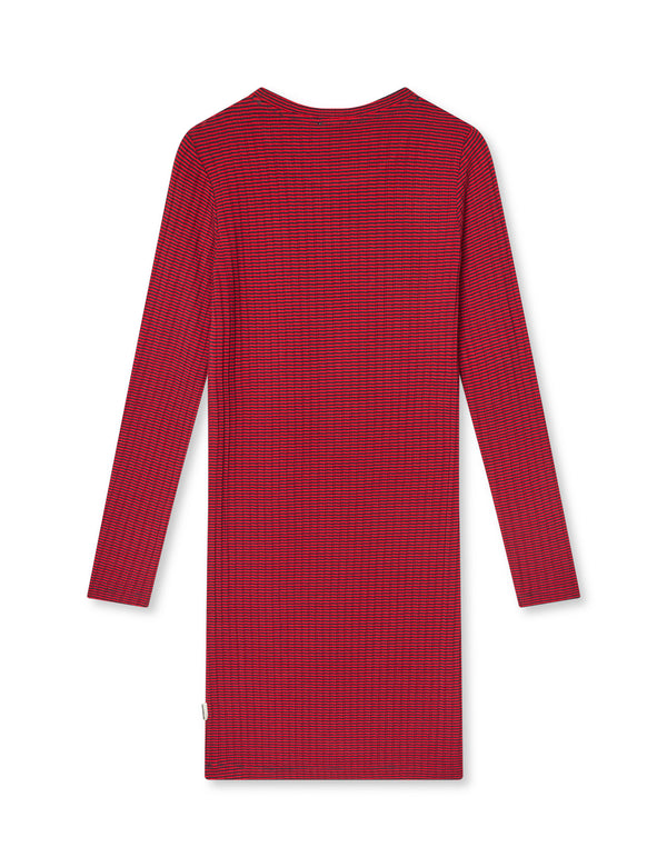 Mads Nørgaard 5x5 Classic Stripe Dubina Kjole - Parisian Night/High Risk Red