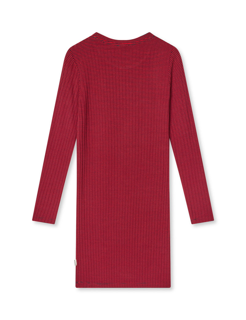 Mads Nørgaard 5x5 Classic Stripe Dubina Kjole - Parisian Night/High Risk Red