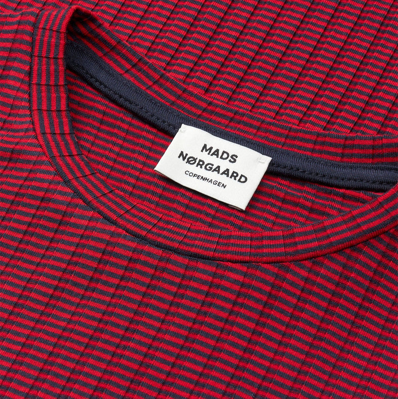 Mads Nørgaard 5x5 Classic Stripe Dubina Kjole - Parisian Night/High Risk Red