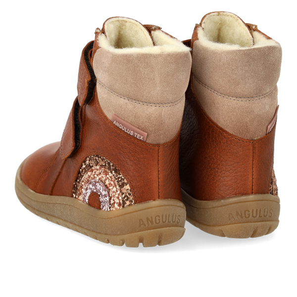 Angulus TEX Vinterstøvler m. glitterregnbue - Cognac