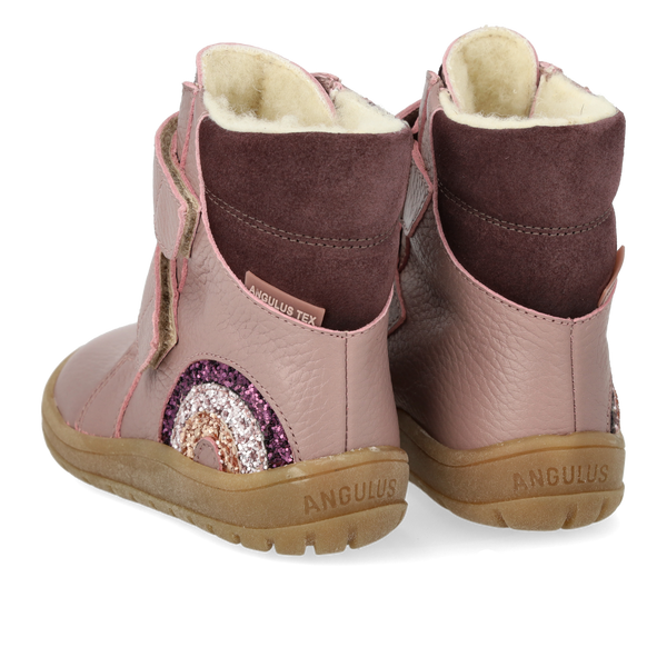 Angulus TEX Vinterstøvler m. glitterregnbue - Faded Rose