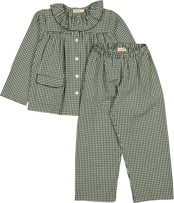 MarMar Pajama Cotton Seersucker Sæt - Green Check