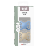 Bibs Supreme Silicone, 2-pak - Vanilla/Sky Blue
