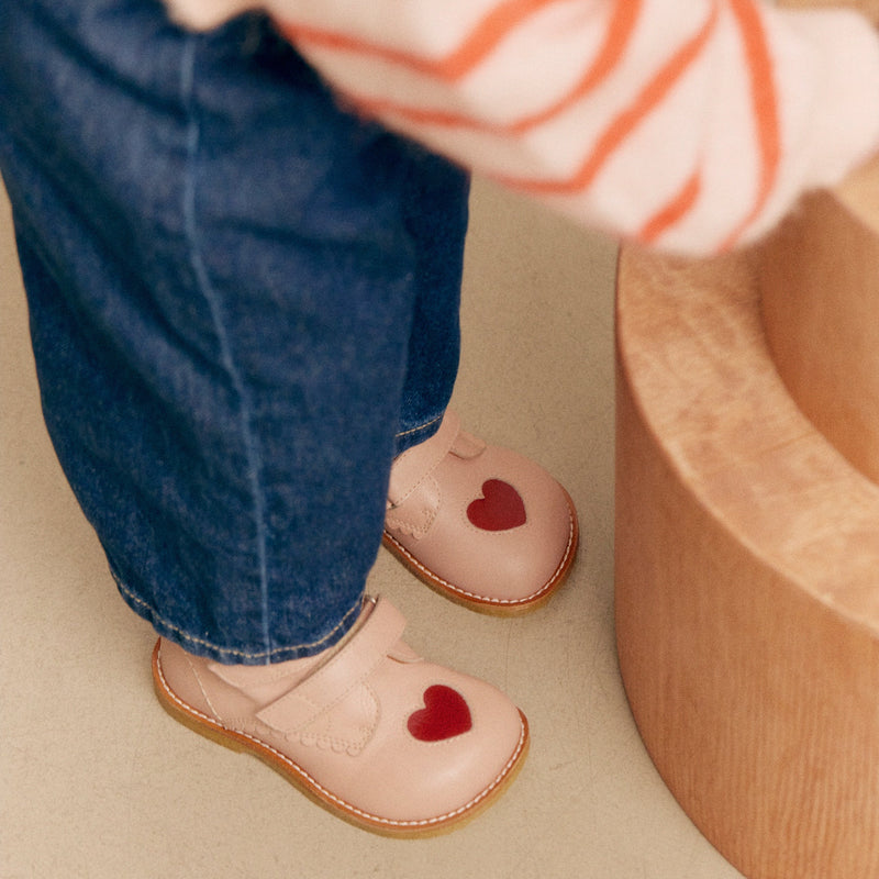 Angulus Begynder Sko m. kontrasthjerte - Rosebud