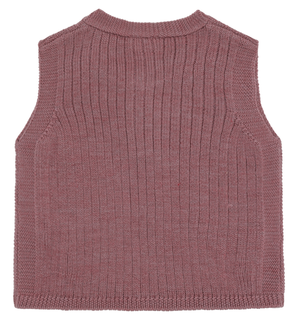 Hust & Claire Edi Strik Vest, Merino Uld - Pale Mauve