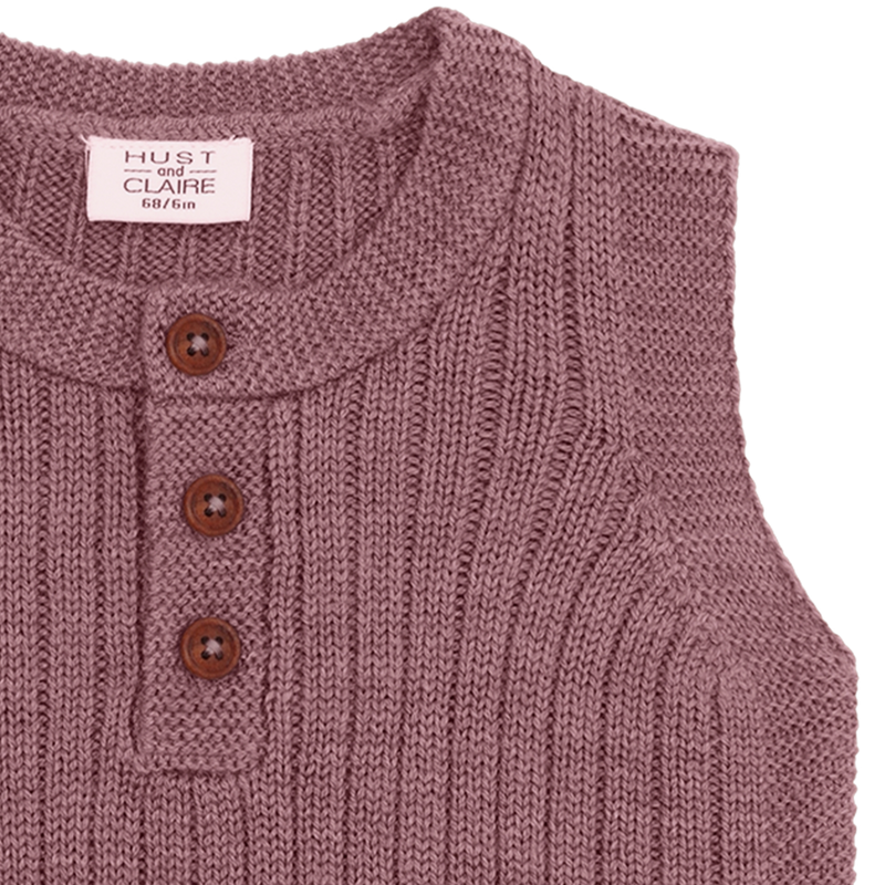 Hust & Claire Edi Strik Vest, Merino Uld - Pale Mauve
