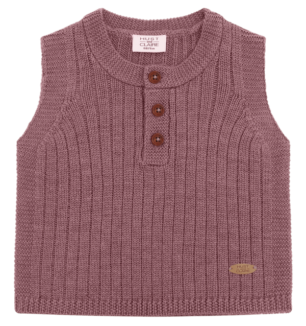 Hust & Claire Edi Strik Vest, Merino Uld - Pale Mauve