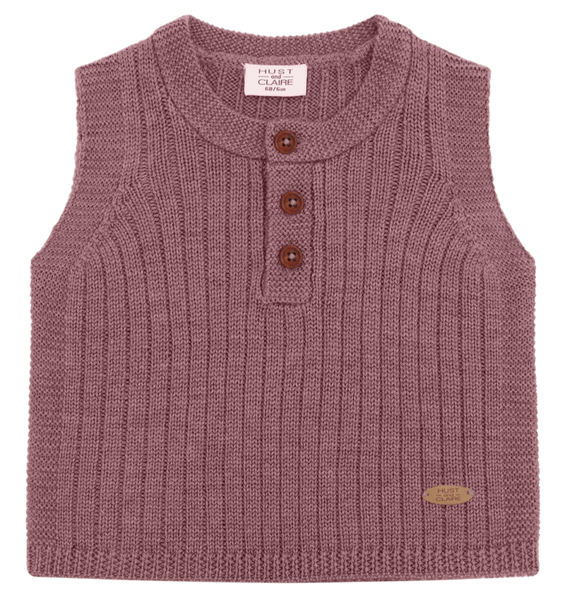 Hust & Claire Edi Strik Vest, Merino Uld - Pale Mauve