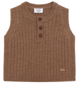 Hust & Claire Edi Strik Vest, Merino Uld - Coca Mocha