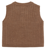 Hust & Claire Edi Strik Vest, Merino Uld - Coca Mocha
