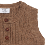 Hust & Claire Edi Strik Vest, Merino Uld - Coca Mocha