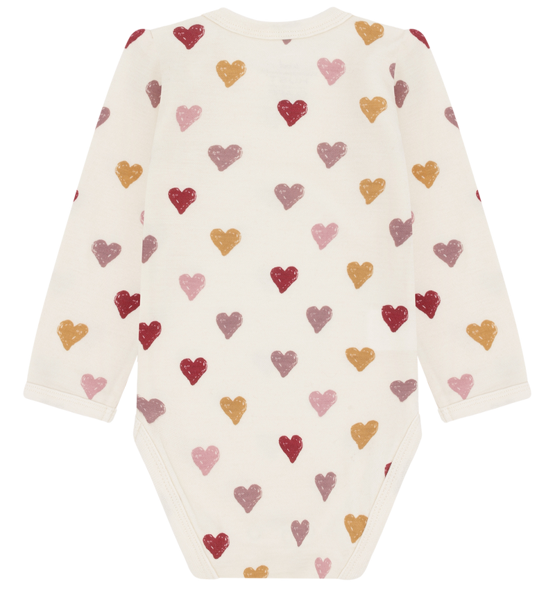 Hust & Claire Baloo Hearts Puff Body, Uld/Bambus - Off White