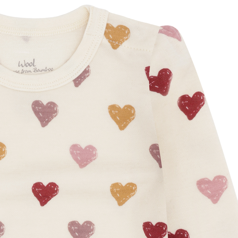 Hust & Claire Baloo Hearts Puff Body, Uld/Bambus - Off White