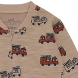 Hust & Claire Manu Firetruck Heldragt, Uld/Bambus - Biscuit