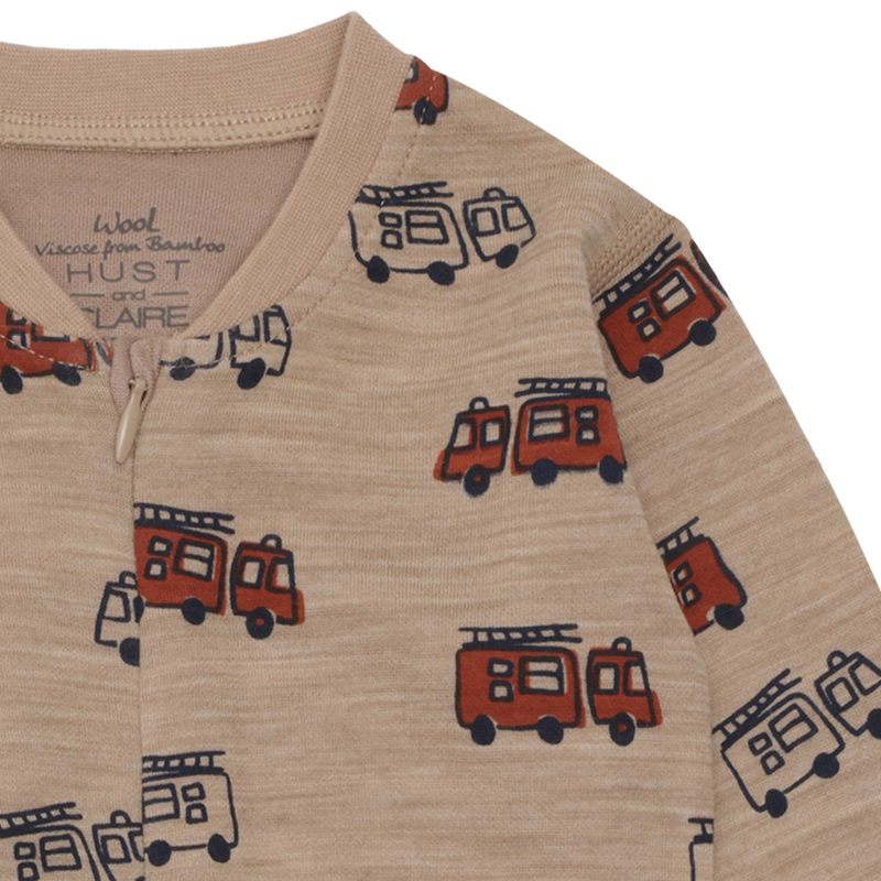 Hust & Claire Manu Firetruck Heldragt, Uld/Bambus - Biscuit