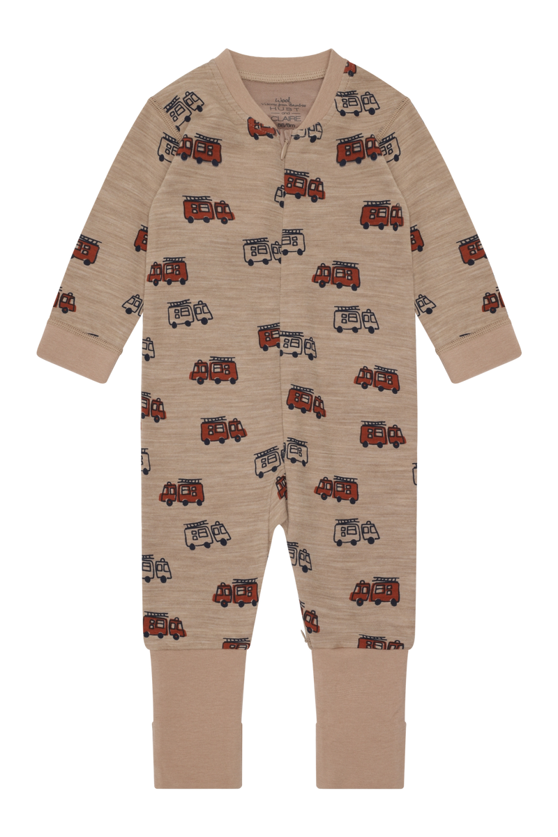 Hust & Claire Manu Firetruck Heldragt, Uld/Bambus - Biscuit